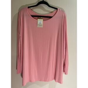 Piko Pink Peach Long Sleeve Top Women’s Size M 95% Bamboo 5% Spandex